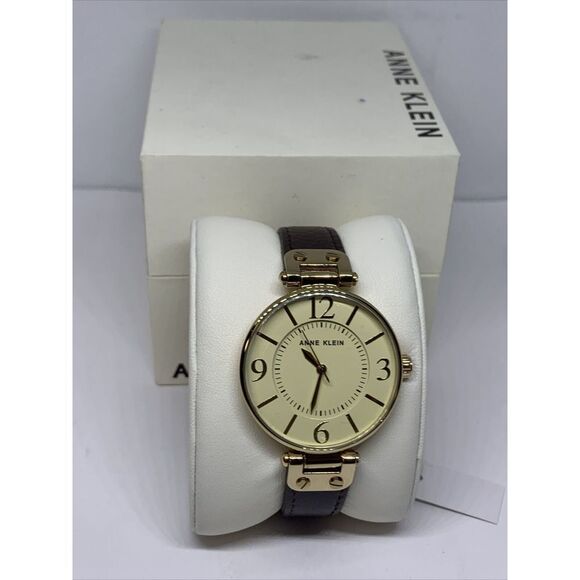 Anne Klein 10/9168 Women's Black Leather Band Analog Dial Quartz Watch WAT169 - Picture 2 of 12